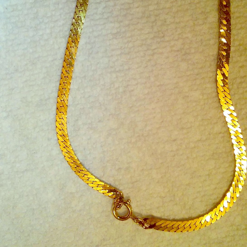 Gold plated Herring Bone Chain Necklace